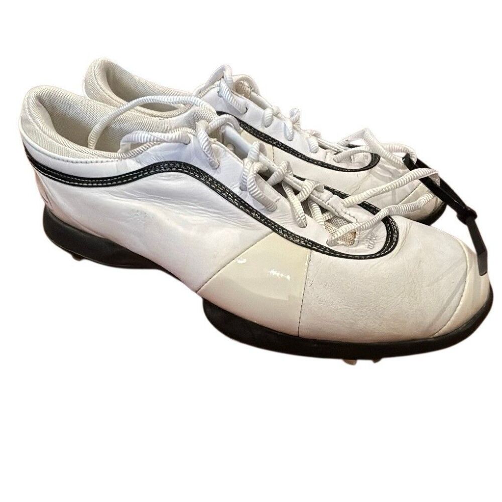 Nike Air women’s Golf Shoes Leather Spiked Lace Up Low Top White Black size 7.5